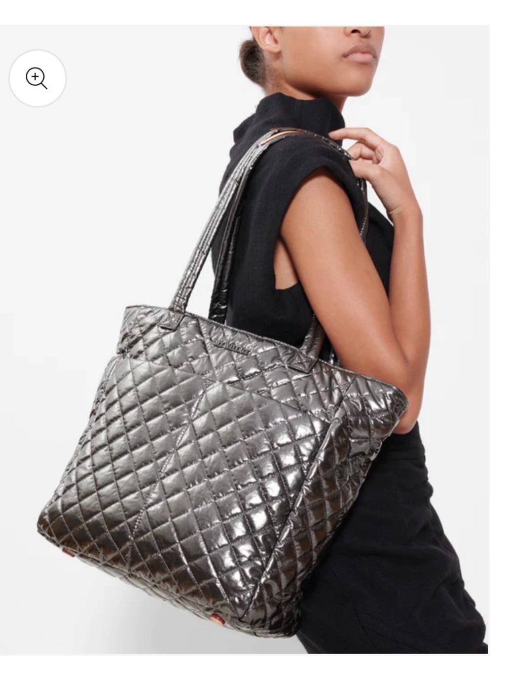 MZ Wallace medium Metro Quatro Tote, gunmetal metallic, excellent condition!!